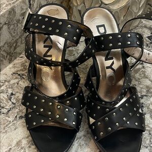 DKNY Black Studded Strappy Heels